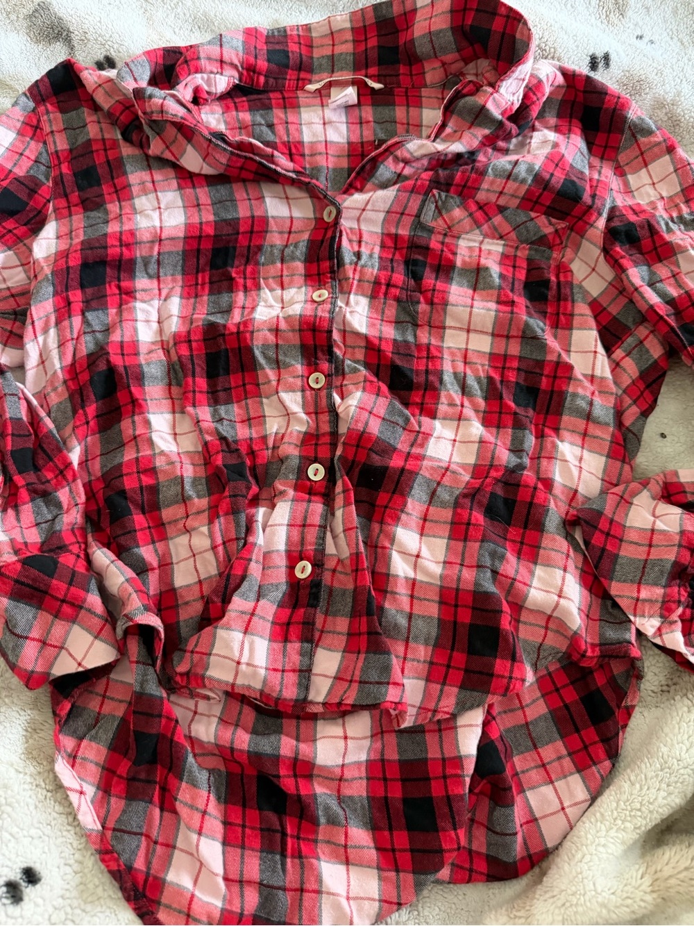 Victoria's Secret Pink & Black Plaid Button-Down Shirt